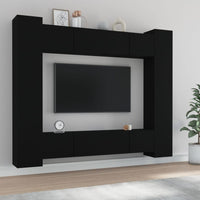 Set Mobili Porta TV 8pz Nero in Legno Multistrato 3114231