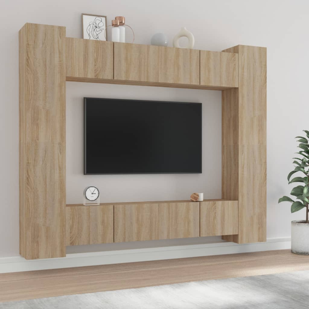 Set Mobili Porta TV 8pz-Set di 8 Credenza per TV Rovere Sonoma in Legno Multistrato 972585