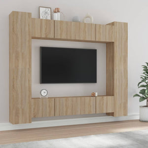 Set Mobili Porta TV 8pz-Set di 8 Credenza per TV Rovere Sonoma in Legno Multistrato 972585