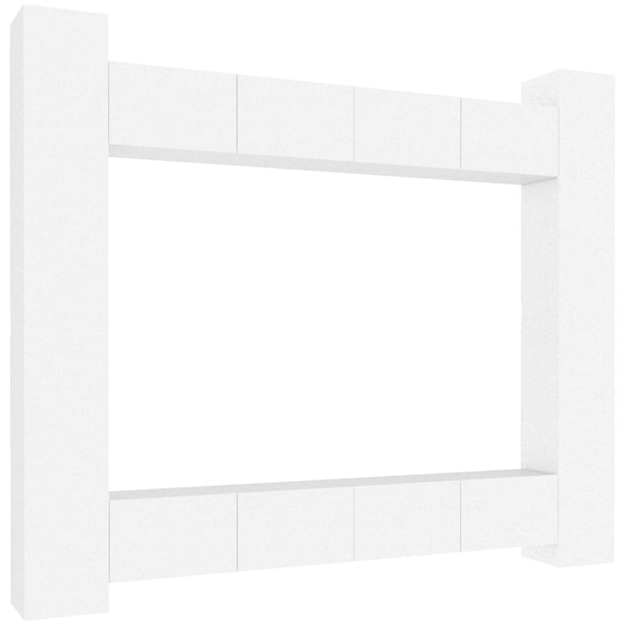 Set Mobili Porta TV 8pz Bianco in Legno Multistrato 3114238