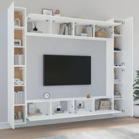 Set Mobili Porta TV 8pz Bianco in Legno Multistrato 3114238