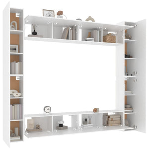 Set Mobili Porta TV 8pz Bianco in Legno Multistrato 3114238