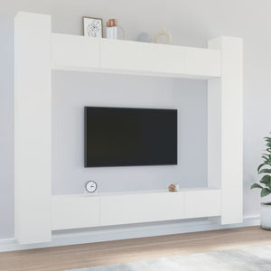 Set Mobili Porta TV 8pz Bianco in Legno Multistrato 3114238