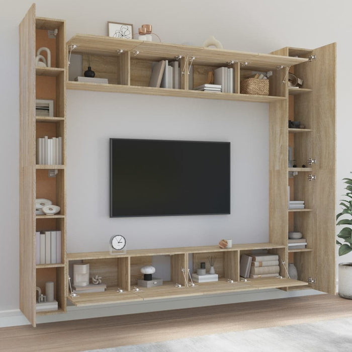 Set Mobili Porta TV 8pz Rovere Sonoma in Legno Multistrato 3114240