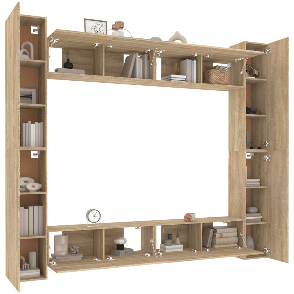 Set Mobili Porta TV 8pz Rovere Sonoma in Legno Multistrato 3114240