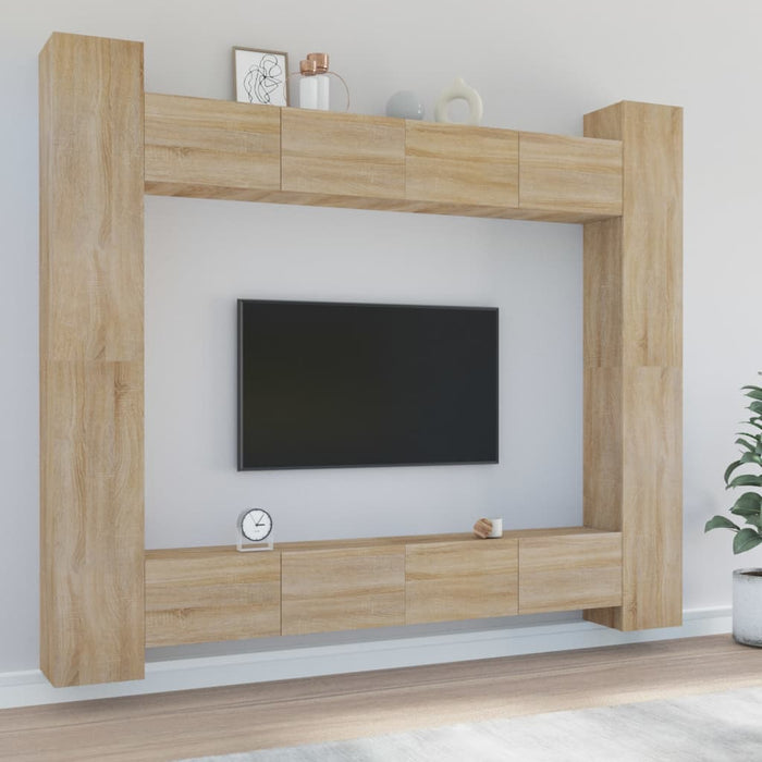 Set Mobili Porta TV 8pz Rovere Sonoma in Legno Multistrato 3114240