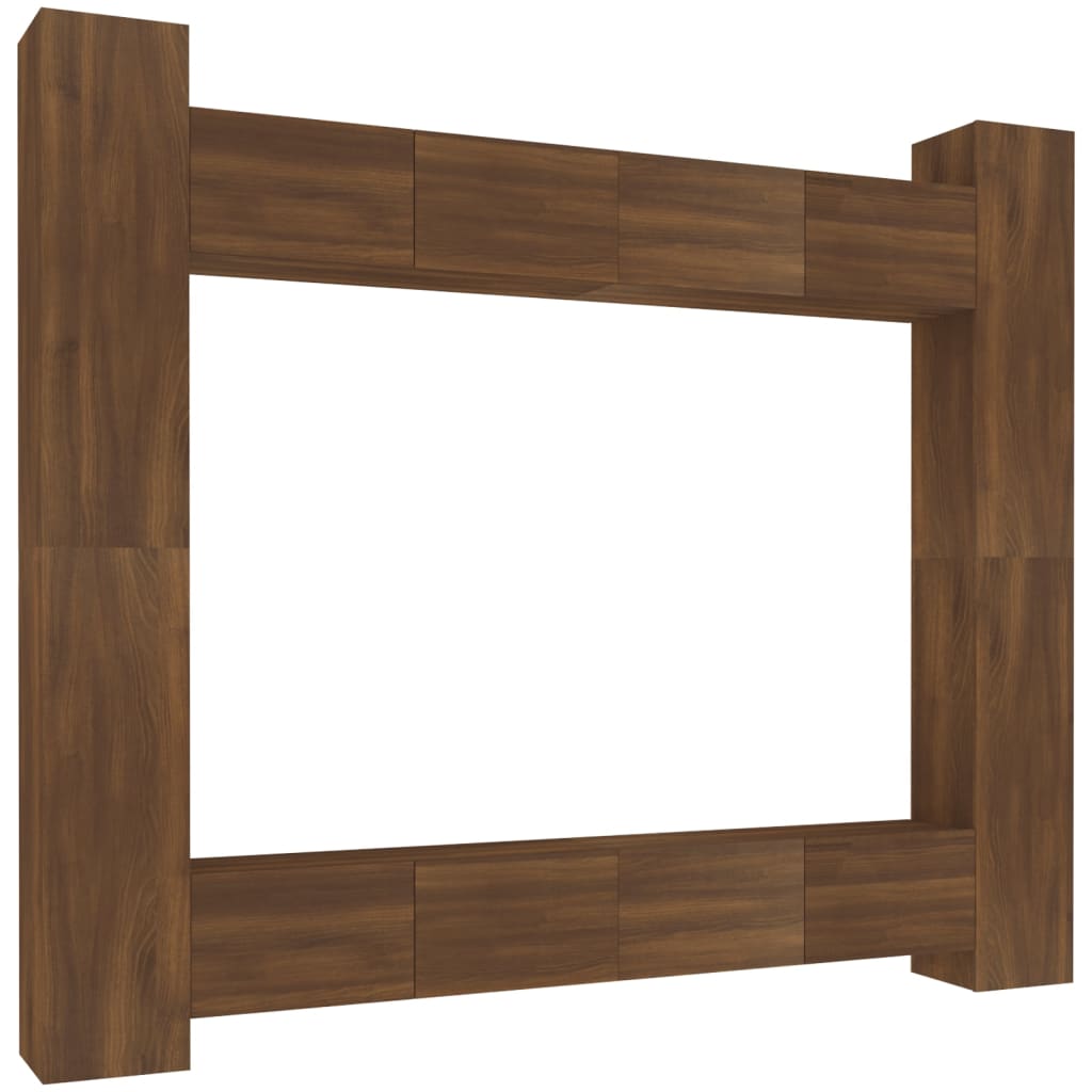 Set Mobili Porta TV 8pz Rovere Marrone in Legno Multistrato 3114245
