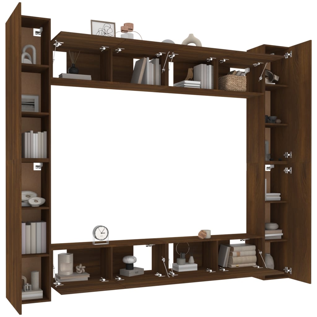 Set Mobili Porta TV 8pz Rovere Marrone in Legno Multistrato 3114245