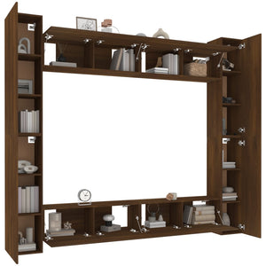 Set Mobili Porta TV 8pz Rovere Marrone in Legno Multistrato 3114245