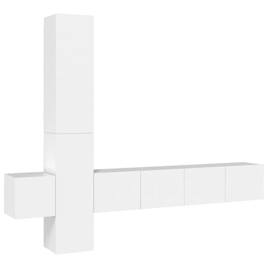 Set di mobili mobile credenza TV televisione soggiorno camera da letto soggiorno 5 pezzi pannelli in MDF bianco 02_0024856