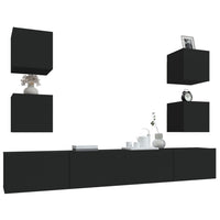 Set Mobili Porta TV 6 pz Nero in Legno Multistrato 3114263