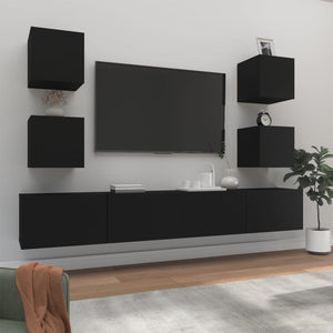 Set Mobili Porta TV 6 pz Nero in Legno Multistrato 3114263
