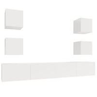 Set di Mobili Porta TV 6 pz Bianco Lucido in Legno Multistrato 3114266