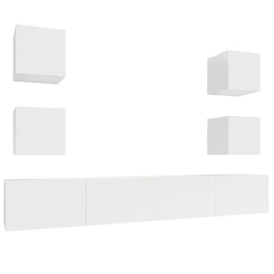Set di Mobili Porta TV 6 pz Bianco Lucido in Legno Multistrato 3114266