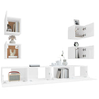 Set di Mobili Porta TV 6 pz Bianco Lucido in Legno Multistrato 3114266