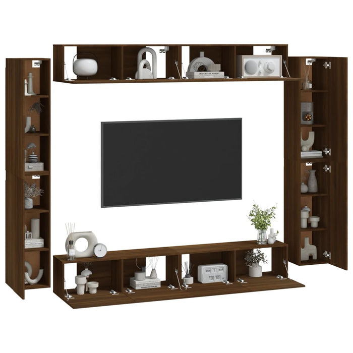 Set Mobili Porta TV 8pz Rovere Marrone in Legno Multistrato 3114301