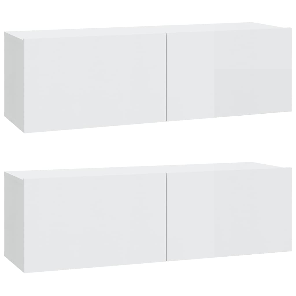 Set Mobili Porta TV 3 pz Bianco Lucido in Legno Multistrato 3114322