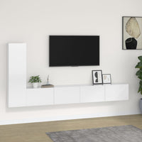 Set Mobili Porta TV 3 pz Bianco Lucido in Legno Multistrato 3114322