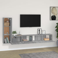 Set Mobili Porta TV 3 pz-Set di 3 Credenza per TV Grigio Sonoma in Legno Multistrato 835092