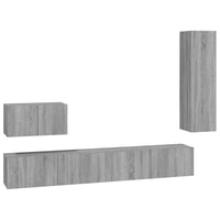 Set di Mobili Porta TV 4 pz-Set di 4 Credenza per TV Grigio Sonoma in Legno Multistrato 500733