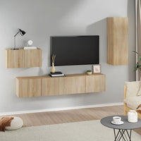 Set di Mobili Porta TV 4 pz Rovere Sonoma in Legno Multistrato cod mxl 20096
