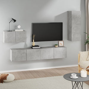 Set di Mobili Porta TV 4 pz Grigio Cemento in Legno Multistrato cod mxl 20144