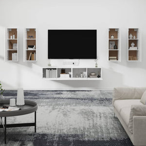 Set di Mobili Porta TV 6 pz Bianco in Legno Multistrato cod mxl 22681