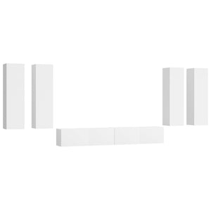 Set di Mobili Porta TV 6 pz Bianco in Legno Multistrato 3114350