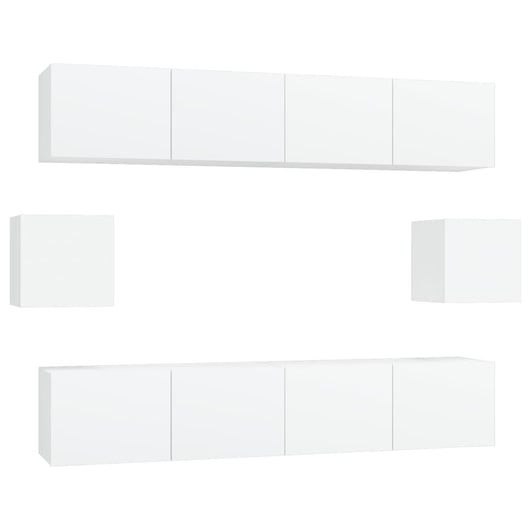 Set di Mobili Porta TV 6 pz Bianco in Legno Multistrato cod mxl 14766