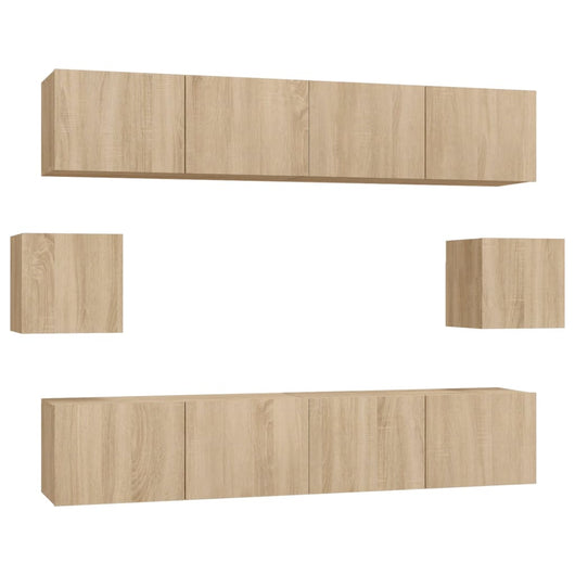 Set di Mobili Porta TV 6 pz Rovere Sonoma in Legno Multistrato 3114360