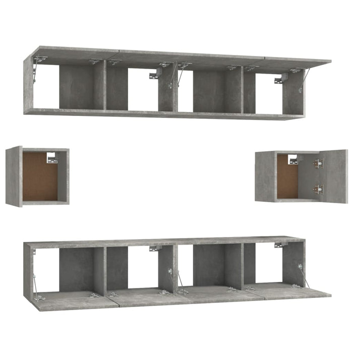 Set di Mobili Porta TV 6 pz Grigio Cemento in Legno Multistrato cod mxl 69280