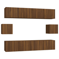 Set Mobili Porta TV 6 pz Rovere Marrone in Legno Multistrato 3114365
