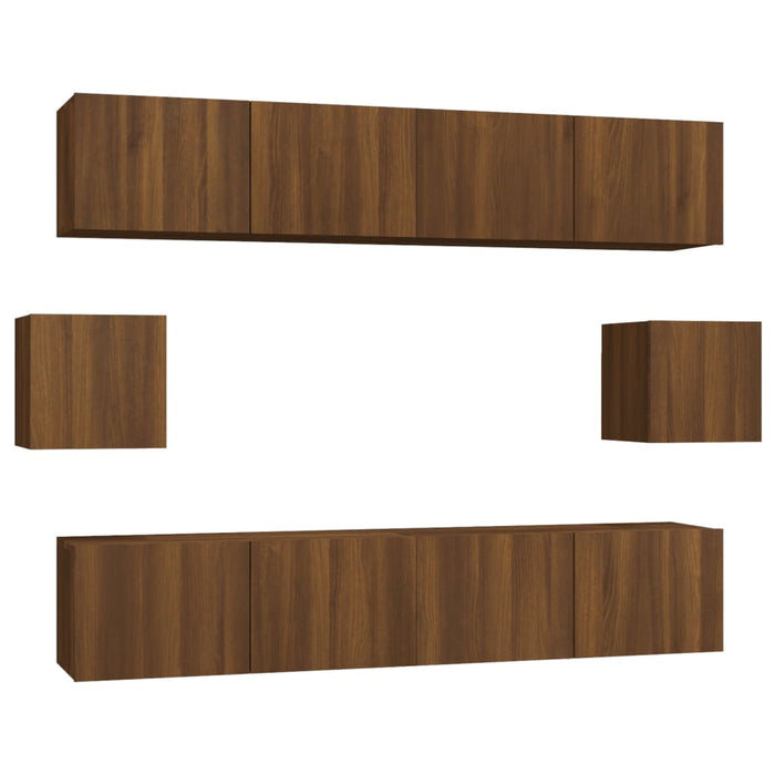 Set Mobili Porta TV 6 pz Rovere Marrone in Legno Multistrato 3114365