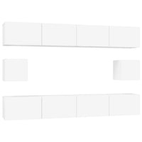 Set di Mobili Porta TV 6 pz Bianco Lucido in Legno Multistrato cod mxl 61818