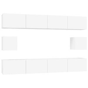 Set di Mobili Porta TV 6 pz Bianco Lucido in Legno Multistrato cod mxl 61818