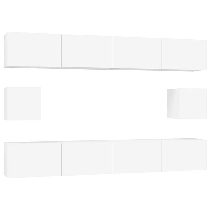 Set di Mobili Porta TV 6 pz Bianco Lucido in Legno Multistrato cod mxl 61818