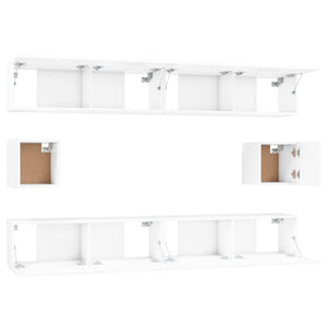Set di Mobili Porta TV 6 pz Bianco Lucido in Legno Multistrato cod mxl 61818