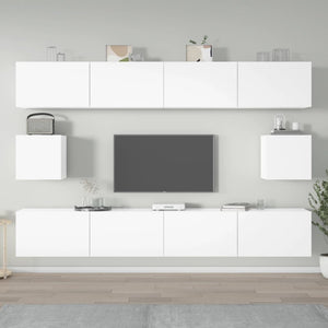 Set di Mobili Porta TV 6 pz Bianco Lucido in Legno Multistrato cod mxl 61818