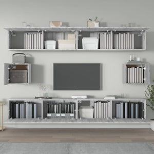 Set di Mobili Porta TV 6 pz Grigio Sonoma in Legno Multistrato 3114372
