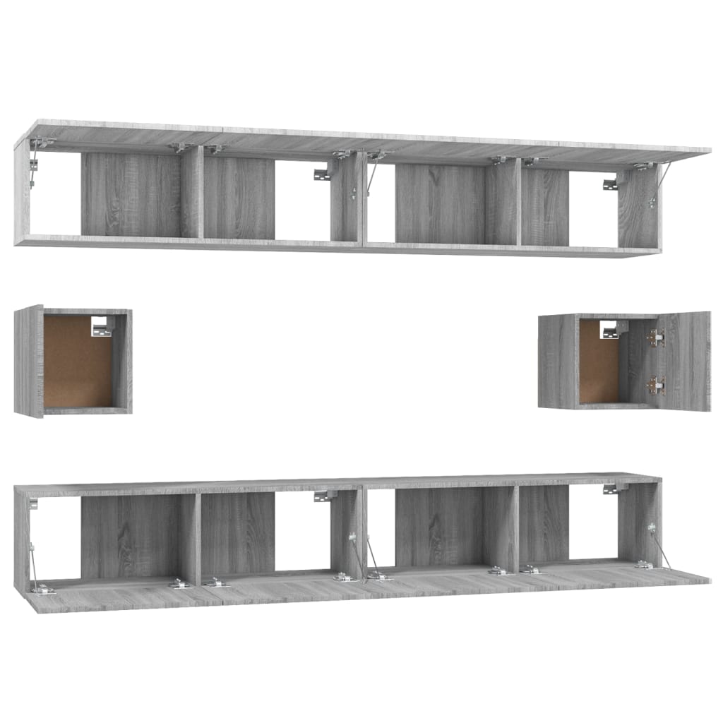 Set di Mobili Porta TV 6 pz Grigio Sonoma in Legno Multistrato 3114372