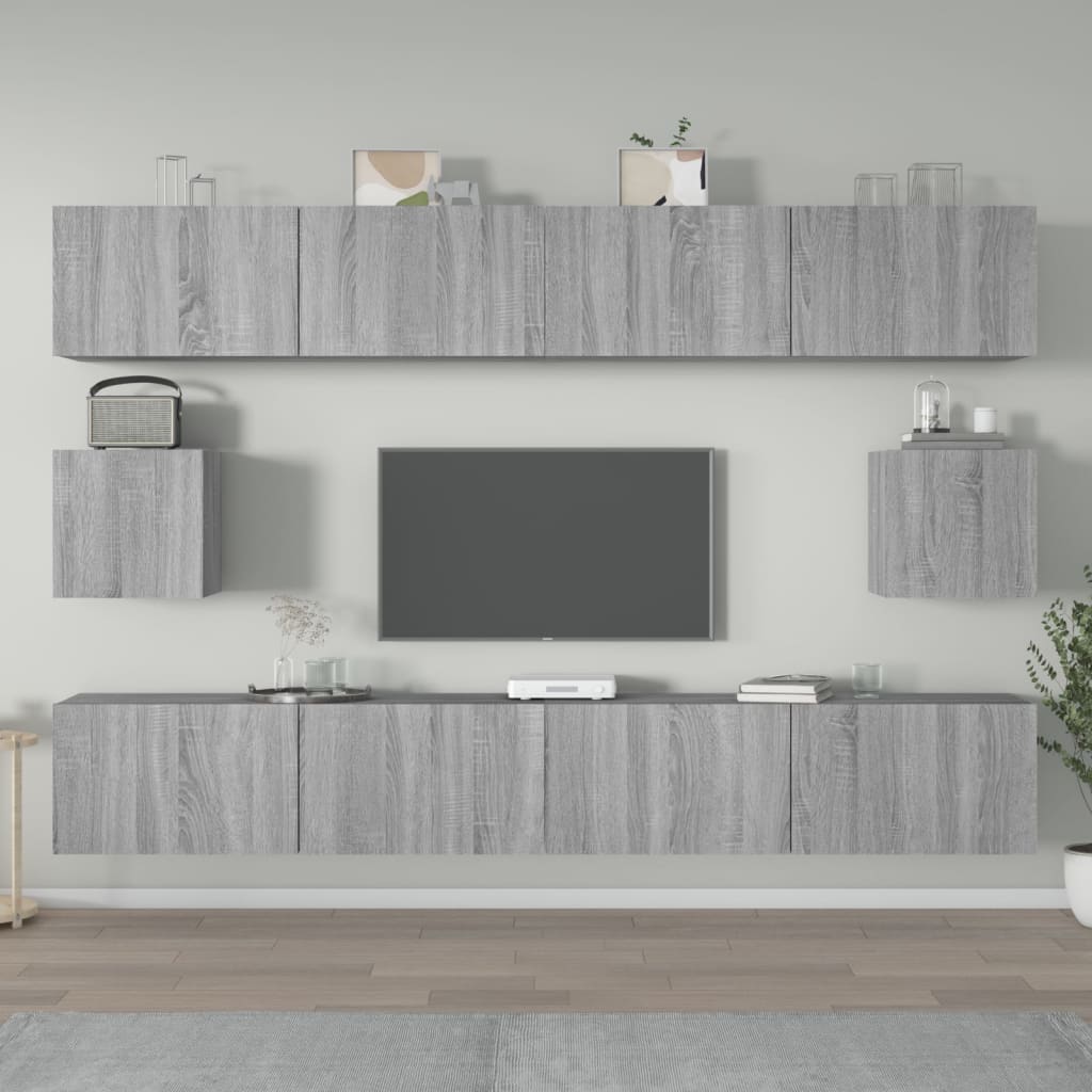 Set di Mobili Porta TV 6 pz Grigio Sonoma in Legno Multistrato 3114372