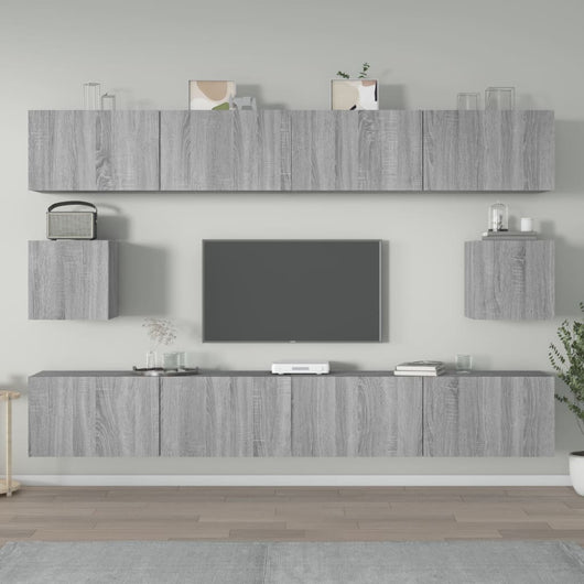 Set di Mobili Porta TV 6 pz Grigio Sonoma in Legno Multistrato 3114372