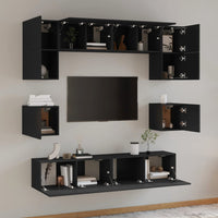 Set Mobili Porta TV 8pz Nero in Legno Multistrato 3114407