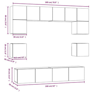 Set Mobili Porta TV 8pz Nero in Legno Multistrato 3114407