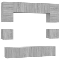 Set Mobili Porta TV 8pz-Set di 8 Credenza per TV Grigio Sonoma in Legno Multistrato 299253