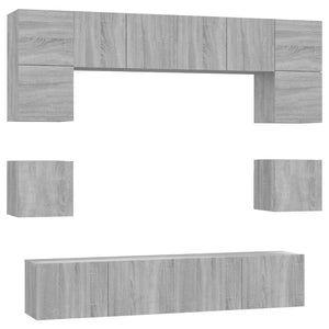 Set Mobili Porta TV 8pz-Set di 8 Credenza per TV Grigio Sonoma in Legno Multistrato 299253