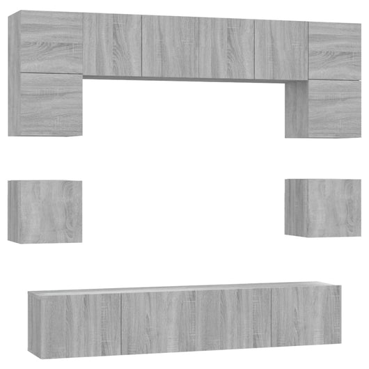 Set Mobili Porta TV 8pz Grigio Sonoma in Legno Multistrato 3114412