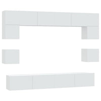 Set Mobili Porta TV 8pz Bianco in Legno Multistrato 3114414