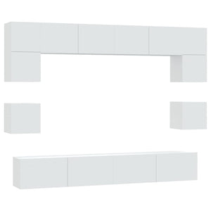 Set Mobili Porta TV 8pz Bianco in Legno Multistrato 3114414