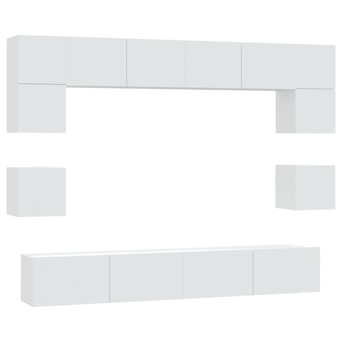 Set Mobili Porta TV 8pz Bianco in Legno Multistrato 3114414